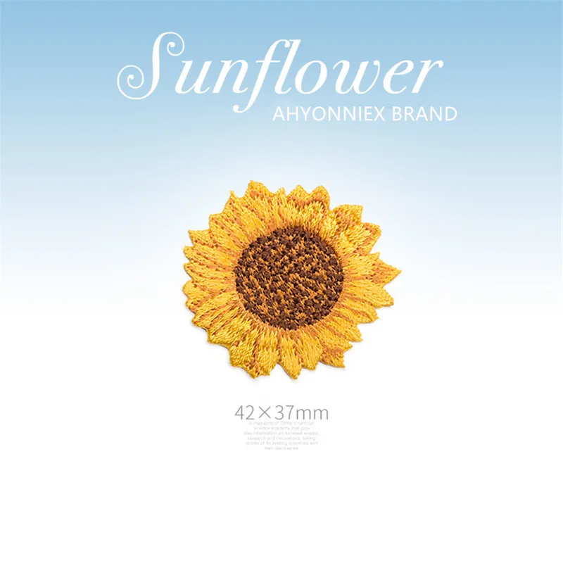 1 PCS High Quality Yellow Sunflower Embroidered Iron On Patches for Clothes Dress Jacket Jeans Stickers Clothes DIY Patches