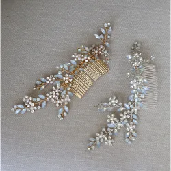 opal sophisticated rhinestone bride hair comb wedding hair jewelry headdress