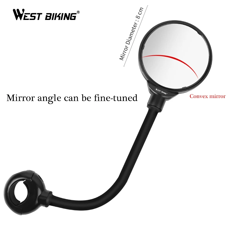 WEST BIKING Aluminum Alloy Bike Mirror Convex 22-32mm Diameter Handlebar Bicycle Rear View Road Mountain Bicycle Rear Mirror