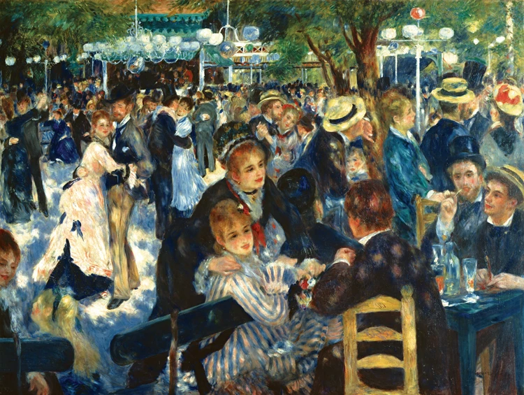 wall art canvas painting figure posters Imagich Top 100 prints Ball at the Moulin De La Galette, 1876  By: Pierre-Auguste Renoir