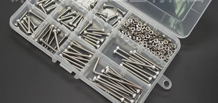 220pcs/lot M3*6-M3*40 stainless steel 304 hex socket cap head screw hex nut set box assortment kits thread repair kit hardware90