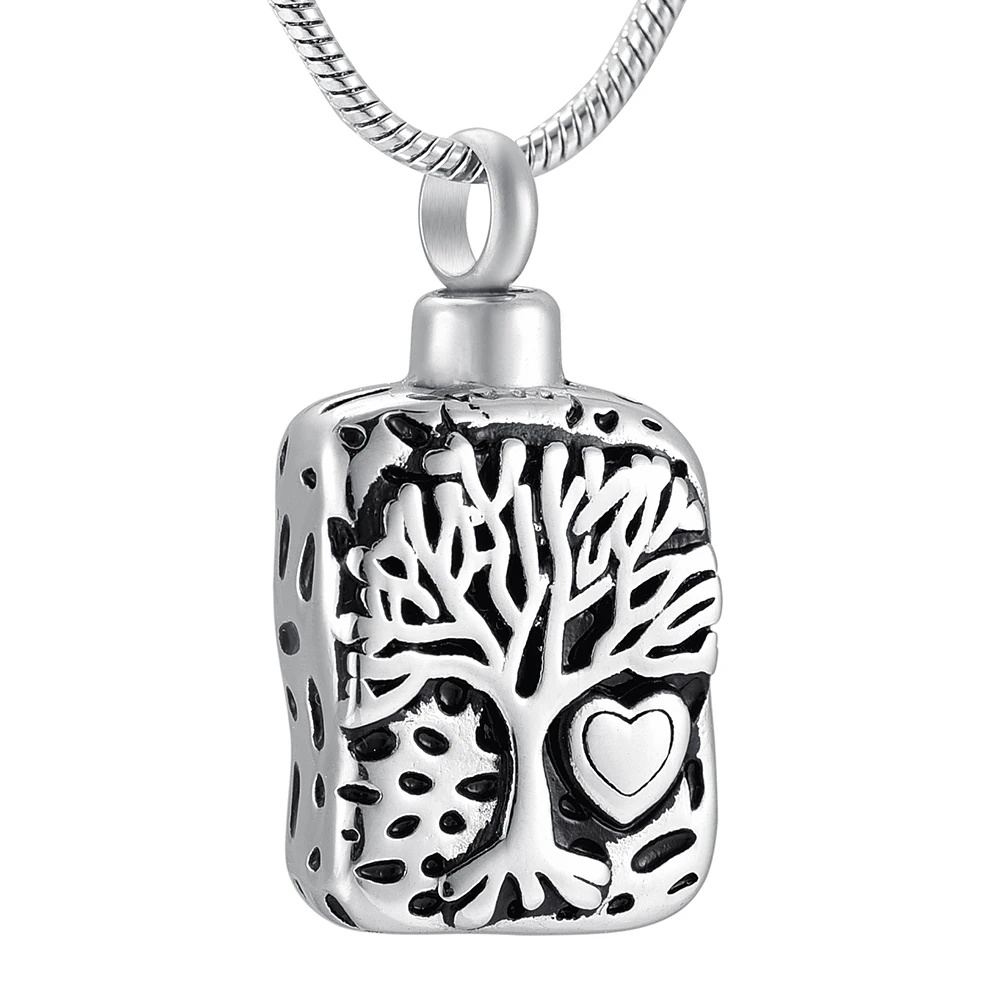 

IJD9910 Women Men Souvenir Tree Of Life Cremation Urn Necklace Locket Stainless Steel Keepsake Cremation jewellery to hold ashes