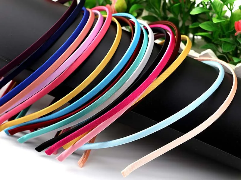 5Pcs/lot 20 Colors Handmade Satin Covered Resin Hairbands For Women Girls Solid Hair Band DIY Headband Children Kids Head Hoop