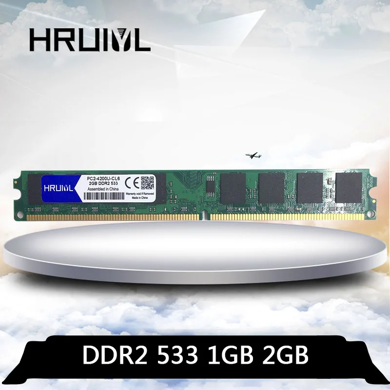 HRUIYL 1G 2G DDR2 533MHz 1GB 2GB PC2-4200U 533 MHz For Desktop PC DIMM PC2 4200 Motherboard Memory Memoria RAM