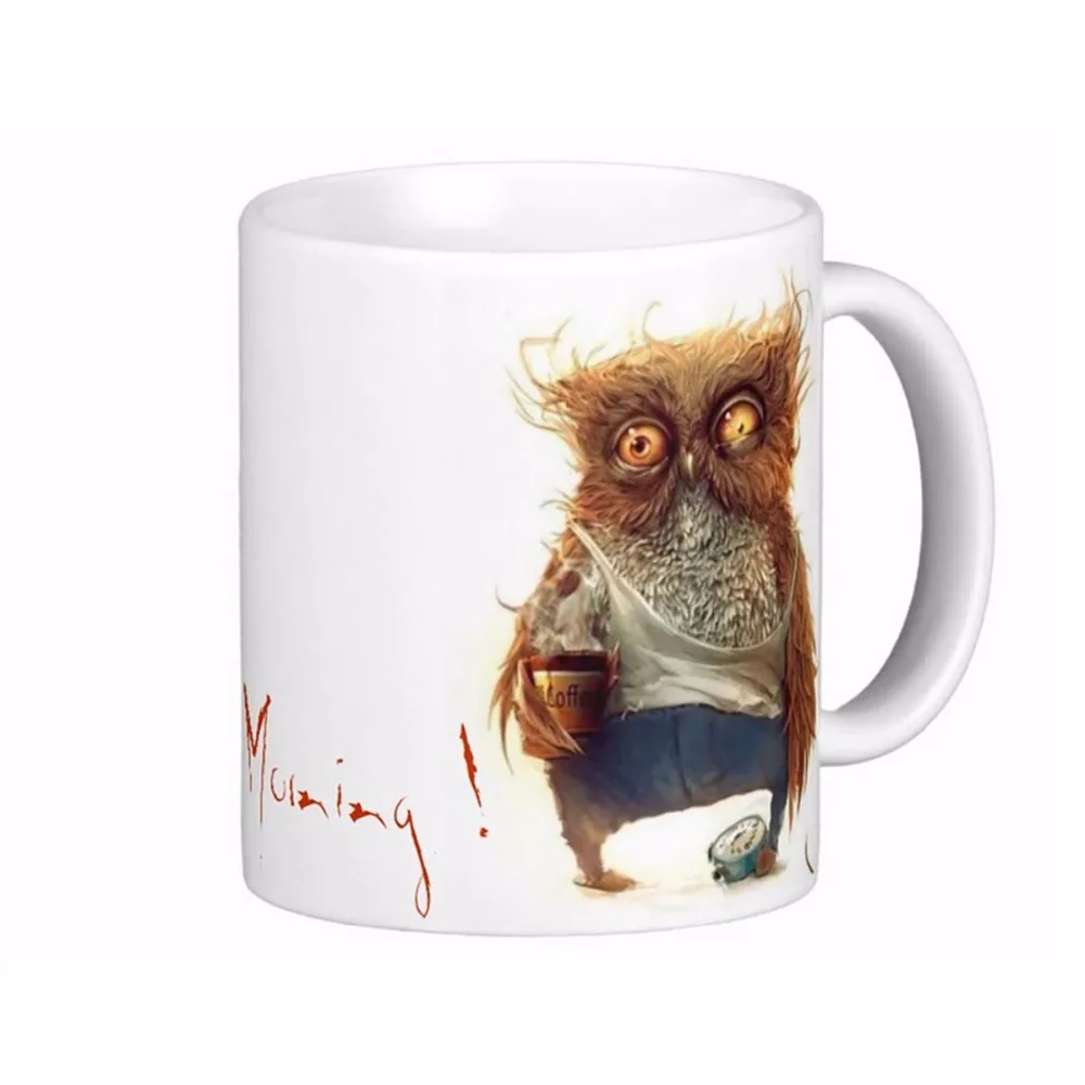 Drunk Owl White Coffee Mugs Tea Mug Customize Gift By LVSURE Ceramic Mug Travel Coffee Mugs