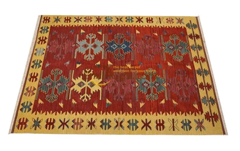 Hand Woven Kilim Carpet Hand Knitted Carpets Livingroom Carpet Geometric Carpet Bedroom Turkish Rug Wool Knitting Carpets