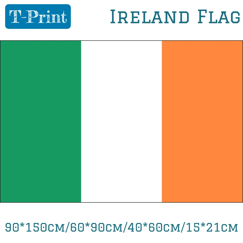 Drapeau National irlandais en Polyester, bannière 3x5 pieds, pour fête nationale, jeux sportifs, bannières suspendues/imprimées, 90x150cm/60x90cm/40x60cm