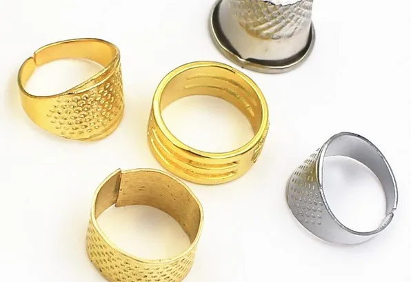 

10pcs/lot golden silver thimble household sewing diy tool Ring Thimble Finger Protector Household Quilting Craft Accessories1103