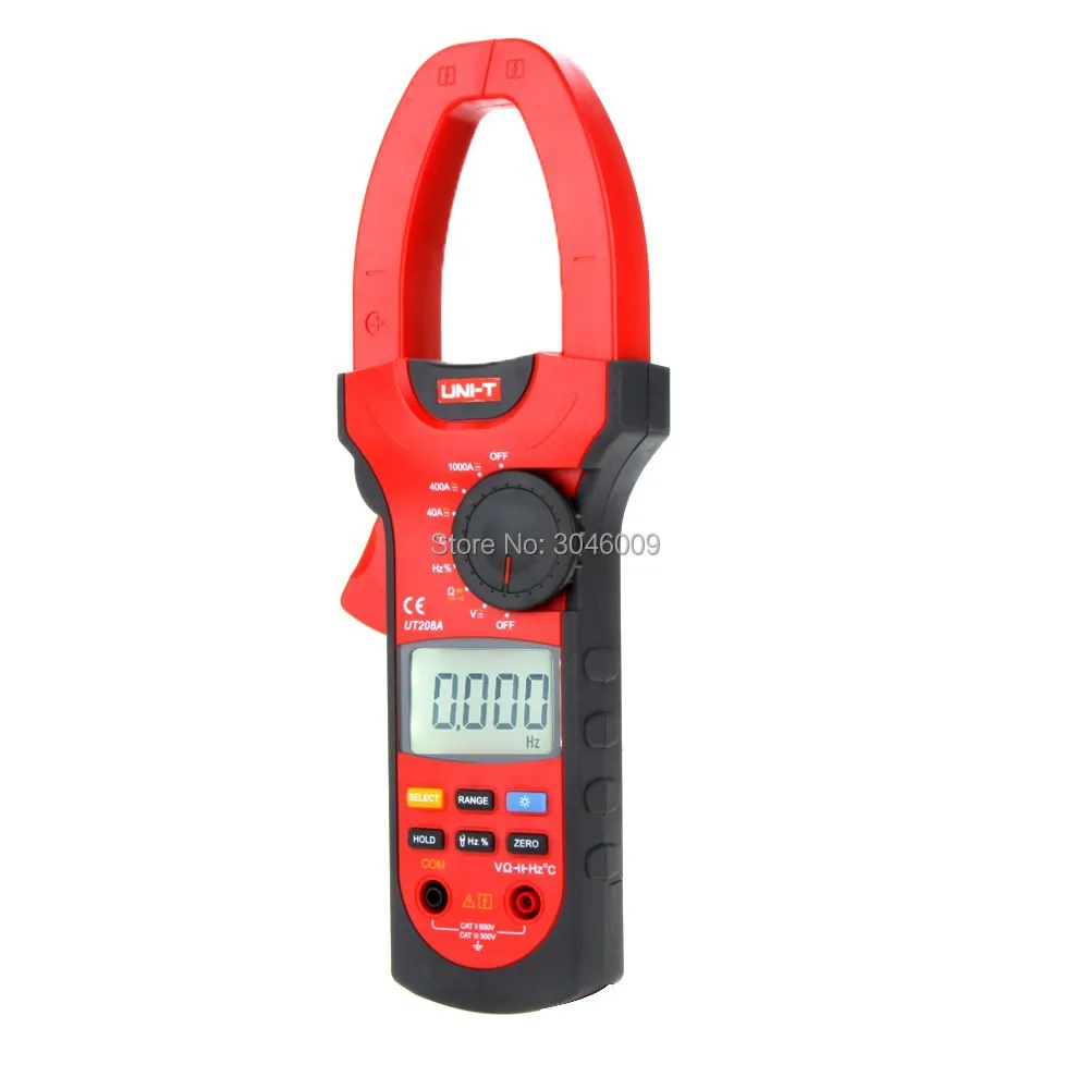 Imagem -03 - Medidor Digital com Pinça Amperímetro Resistor Capacitância Frequência Temperatura Teste de Díodo Ut208a ac dc 1000a