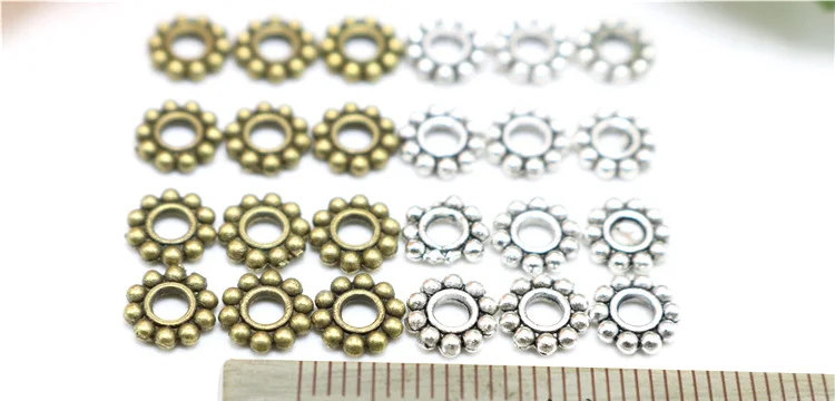 Jewelry finding & components parts Small spacer 6 mm Tibetan silver snowflakes Bronze  bracelet sweater chain accessories #JZ528