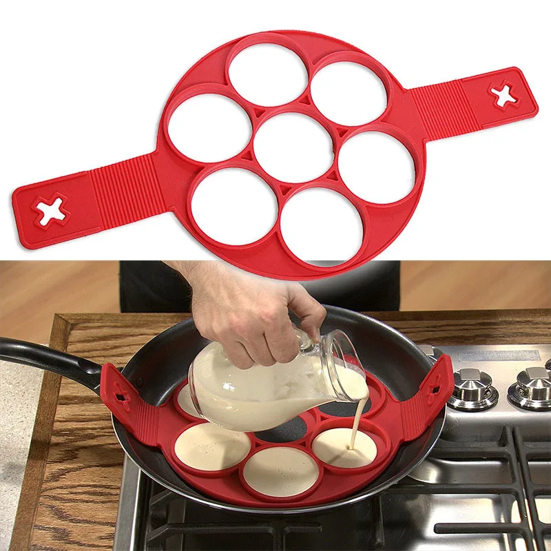 1PC Non Stick Flippin' Pancake Maker Silicone Pancake Snake Cake Molds Flippin Fantastic Easy Pancake Egg Ring Maker OK 0514