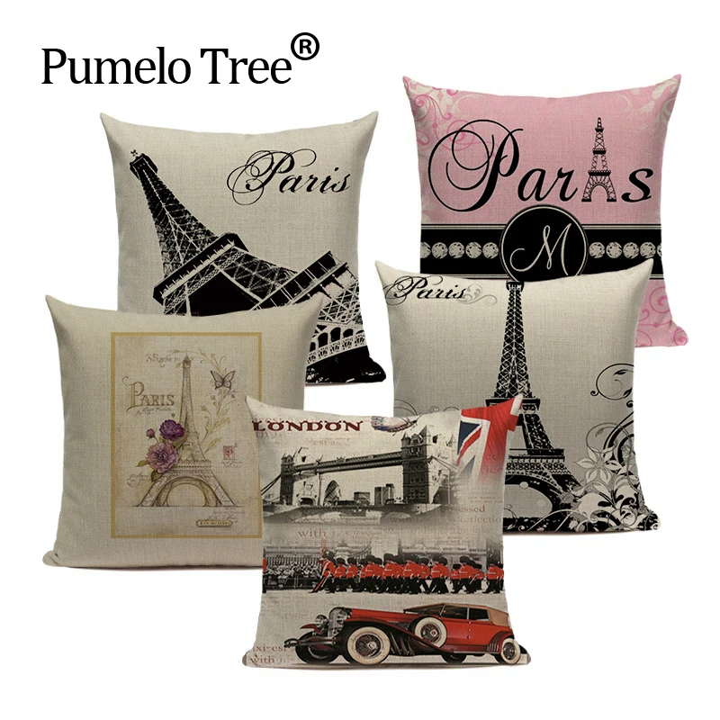 

London decorative Printed Throw Pillows home cushions covers London Bridge paris Eiffel Tower cushion Dropshipping cushion