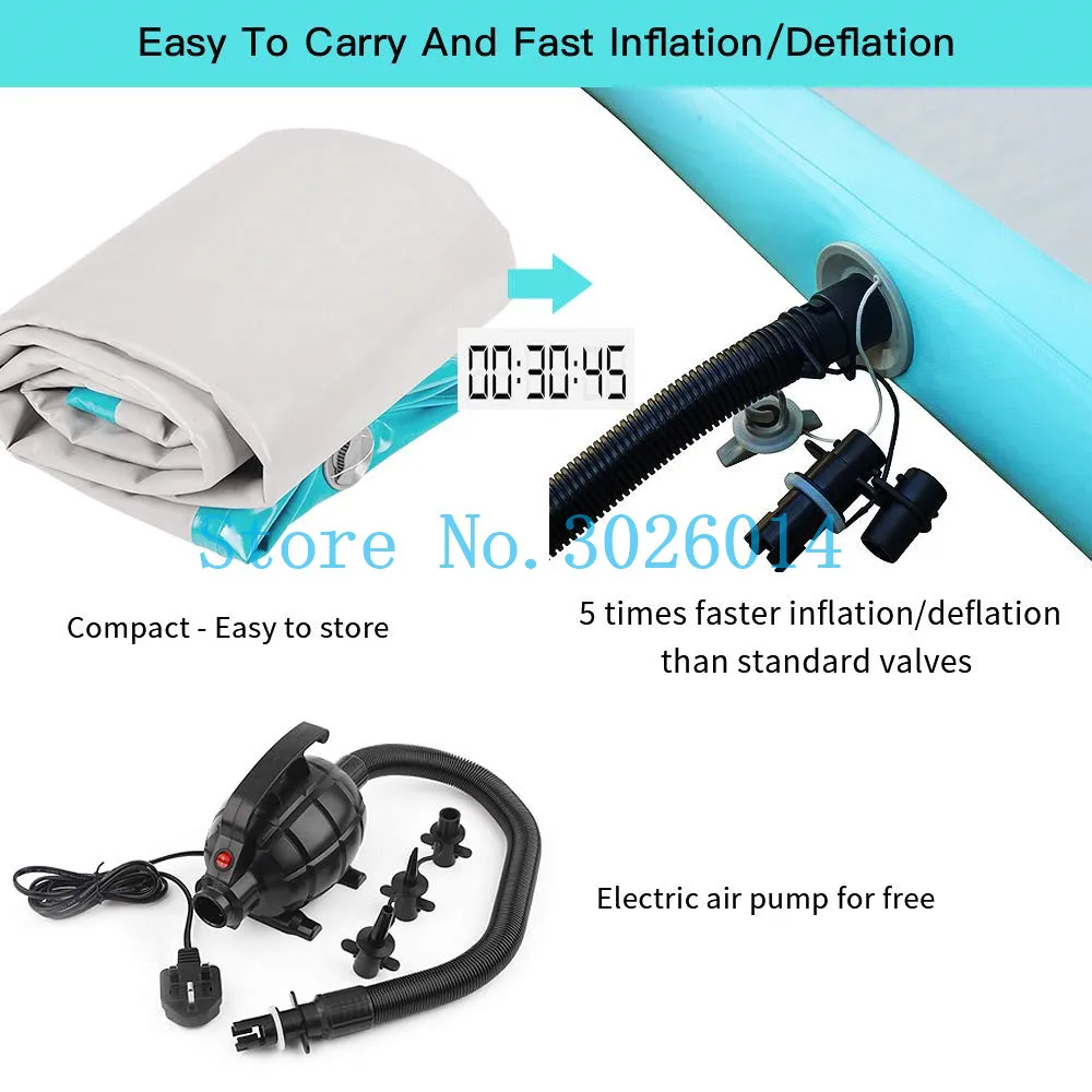 HIBADOU-Air Track avec pompe à air électrique pour l'entraînement, Air Floor Polymerers, Tumbling Polymerers, Gonflable Aqtrack Polymerics, 9x1x0.2m