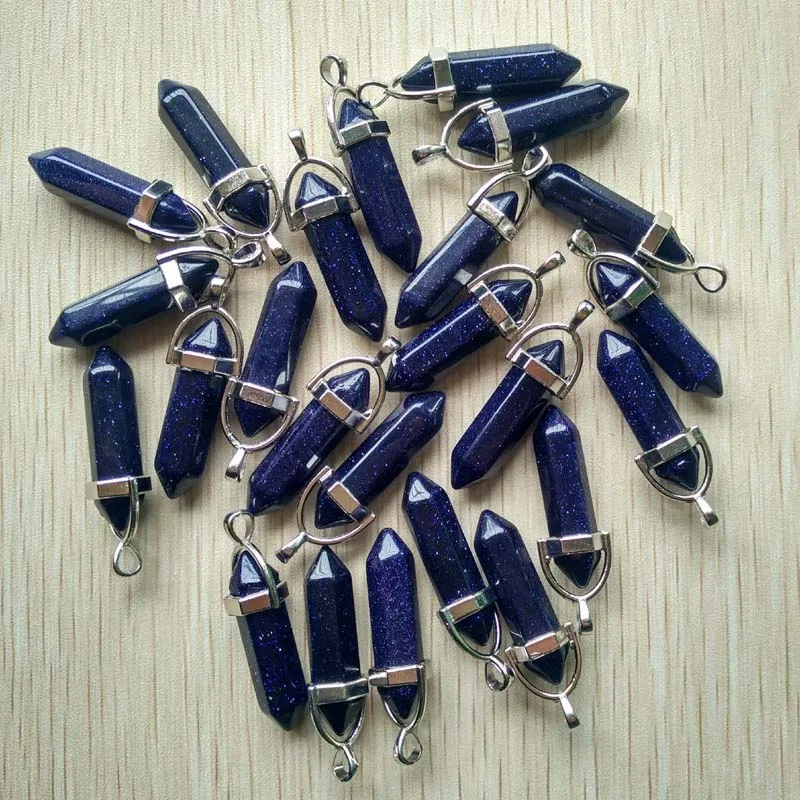 Wholesale 24pcs/lot good quality assorted natural stone mixed pillar charms chakra Pendants for necklaces making fast shipping