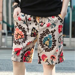 Men's beach shorts personality printing 2020 summer thin section breathable comfort casual men's linen shorts large size 5XL