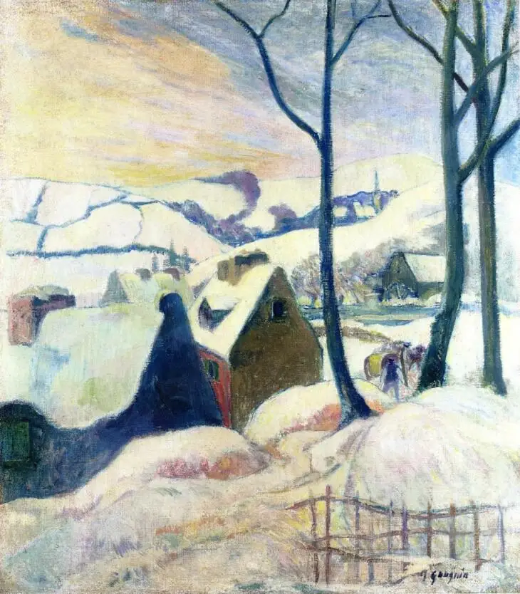 

High quality Oil painting Canvas Reproductions Village in the snow (1894) by Paul Gauguin hand painted