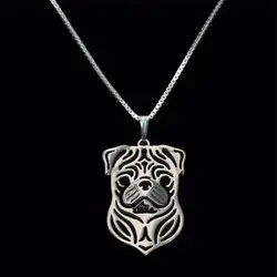 Fashion Style Women's Alloy Jewelry Dog Necklaces Lovers' Metal Pug Dog Pendant Necklaces Drop Shipping