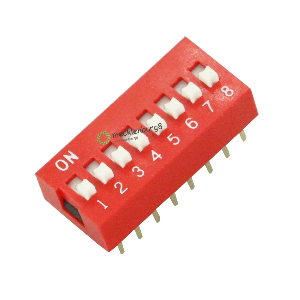 10 pieces. Red 2.54 mm Pitch 8 position 8-bit Slip type DIP switch module