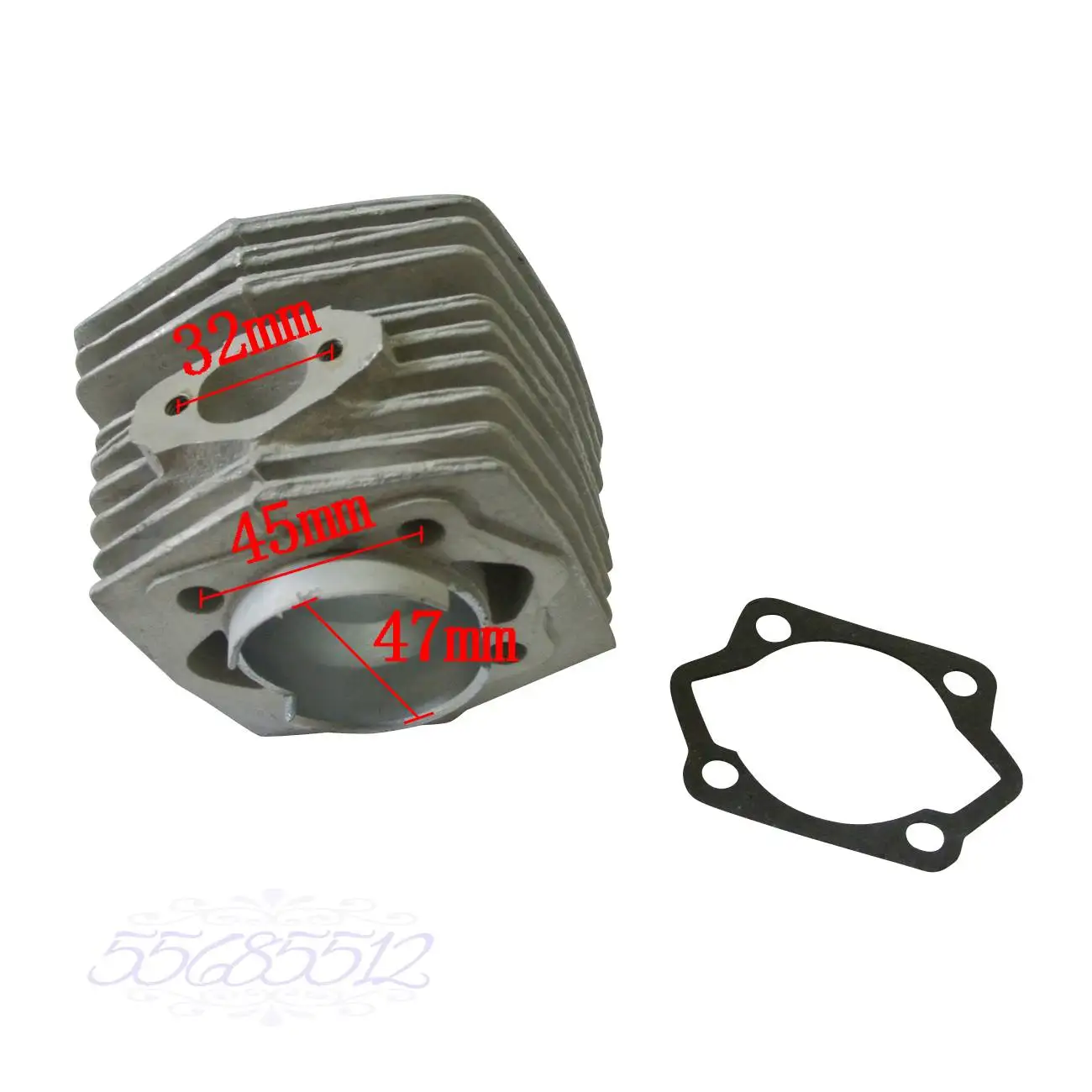 Silver CNC Round Cylinder Head&Cylinder&Piston For 80cc Motorized Bike