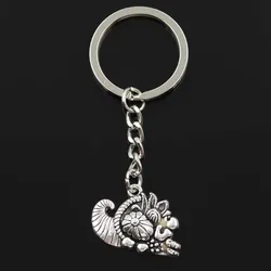 Fashion Cornucopia Thanksgiving 28x20mm Pendant 30mm Key Ring Chain Silver Color Men Car Gift Souvenirs Keychain Dropshipping