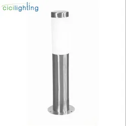 L30cm L45cm Stainless Steel Outdoor Lawn Light, White Shade E27 Garden Pathway Lighting,Exterior Post Landscape Lamp for Yard