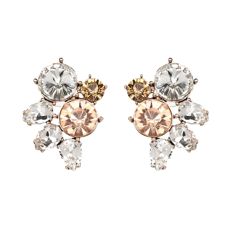 New Colorful Crystal Statement Stud Earrings Girls Rhinestone Earrings Fashion Jewelry Accessories for Women Gift Wholesale 2023