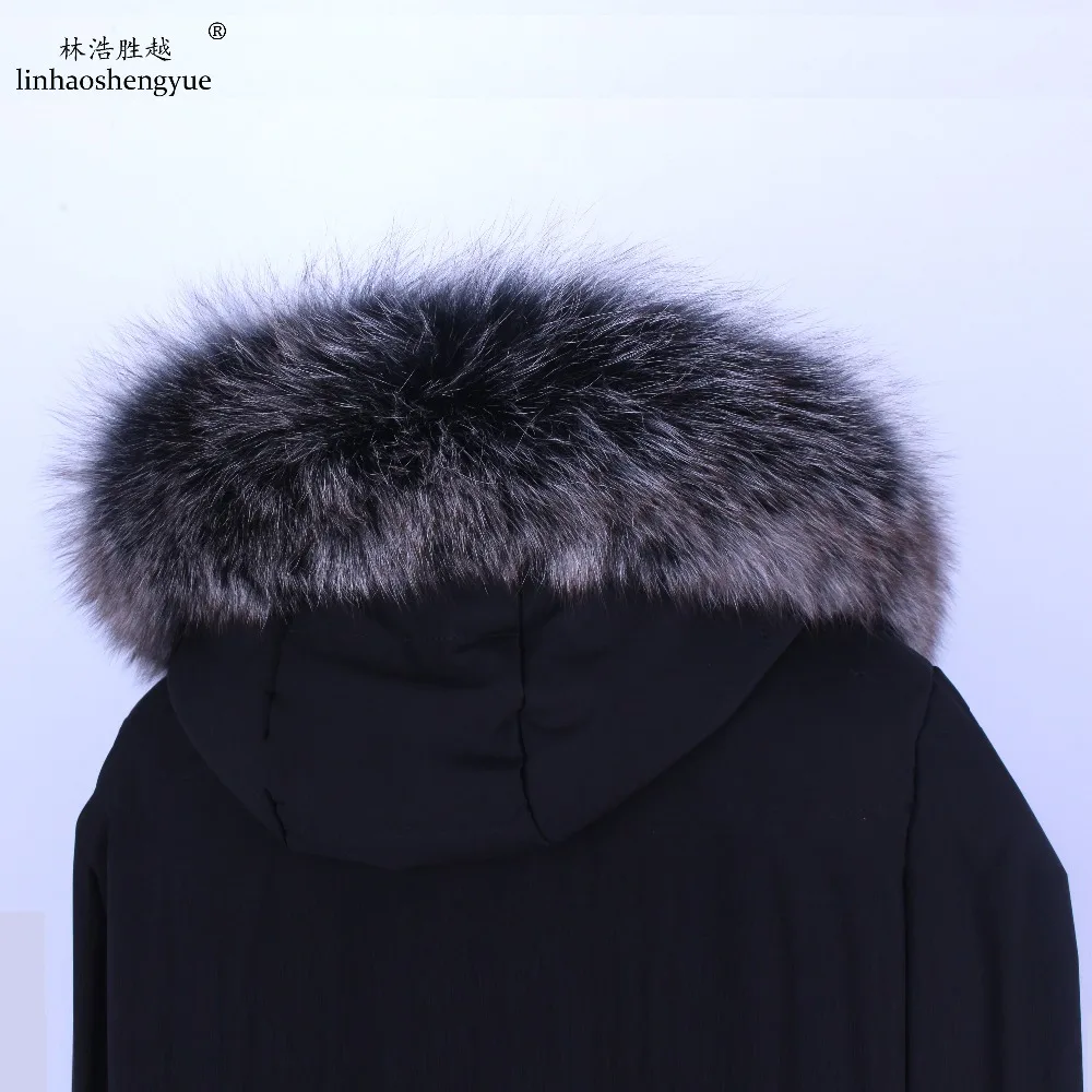 Linhaoshengyue Real Fox Cap Vigoreux White Black Wool Fur Raccoon Hats Vigoreux Fur Collar Fur Fox Fur Collar 80cm Long