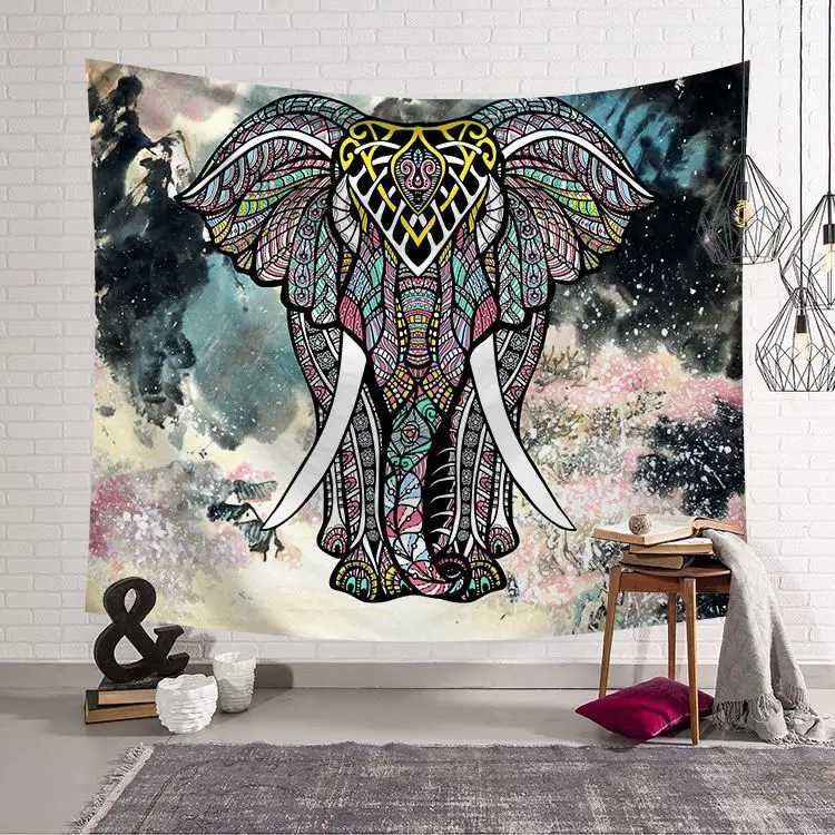 CAMMITEVER Water Color Painting Religious Elephant Buddhism Tapestry Home Decoration Wall Art Hippie Wall Hanging Bohemian