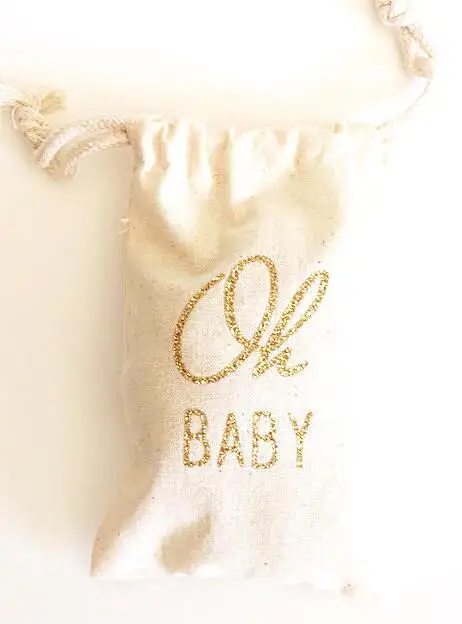 gold Oh Baby wedding Hangover Kit jewelry favor muslin Bags Bachelorette hen bridal shower Champagne Party gift bag