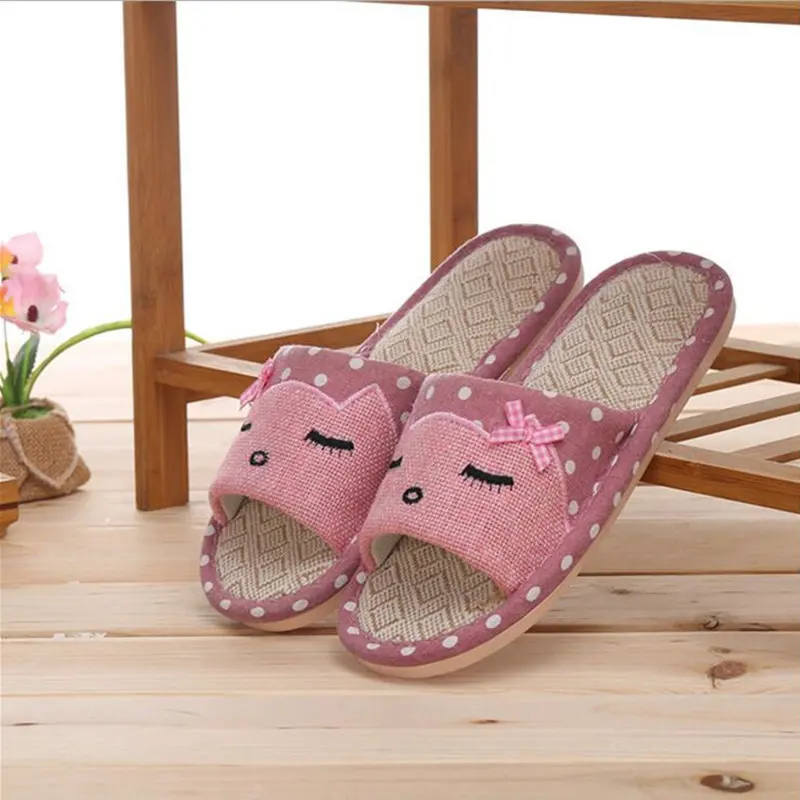 Men Hemp Glasses Home Slippers Man Slippers Cute Cat Lovers Home Slippers Indoor Plush Size House Shoes Man wholesale