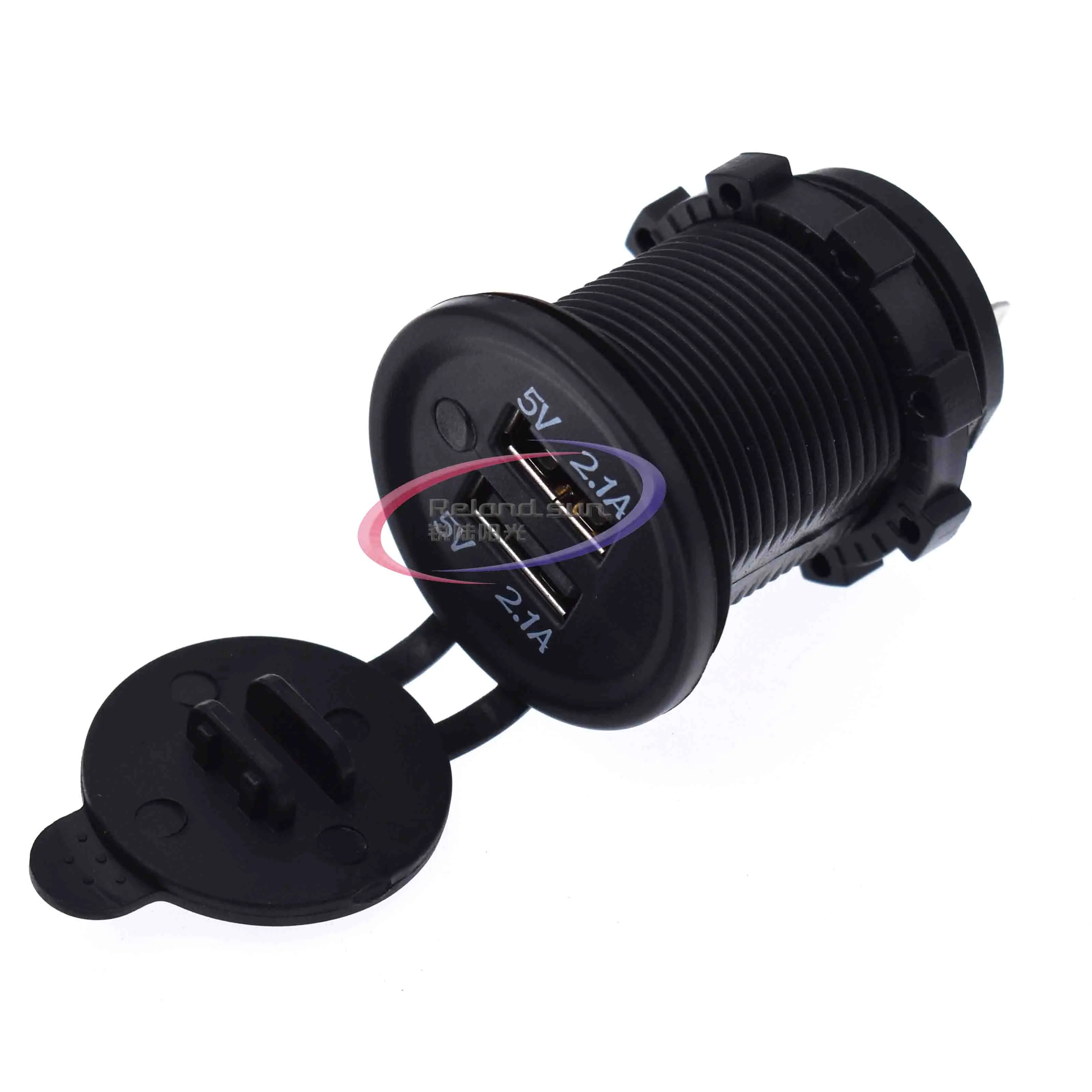 Splitter Dual USB Port Cigarette Lighter Socket Car Charger Power Adaptor 12-24V