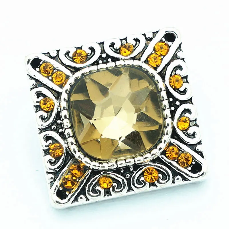 Fashion beauty Square Rhinestone pattern 20MM metal snap buttons fit DIY 18mm snap jewelry wholesale KZ3252