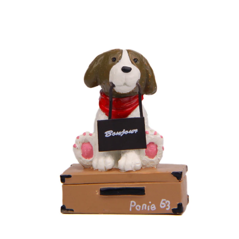 1pcs Zakka Puppy Sitting Position Figures Toys Kawaii Dog Resin Model Garden Stands Decor Decoration Props Ornaments