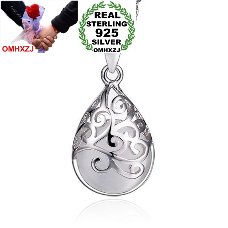 

OMHXZJ Wholesale Fashion Love Wish Pool Opal Woman Child Gift Totem 925 Sterling Silver Pendant Charms PE85 NO Chain Necklace