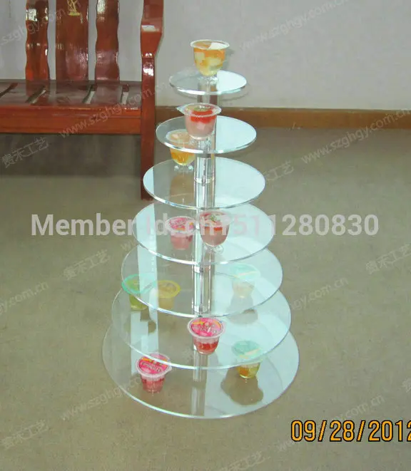 High Quality ! Perfect Cheap !Clear 7 Tier Round Acrylic Wedding Party Cupcake Display Stand Acrylic Cupcake Stand