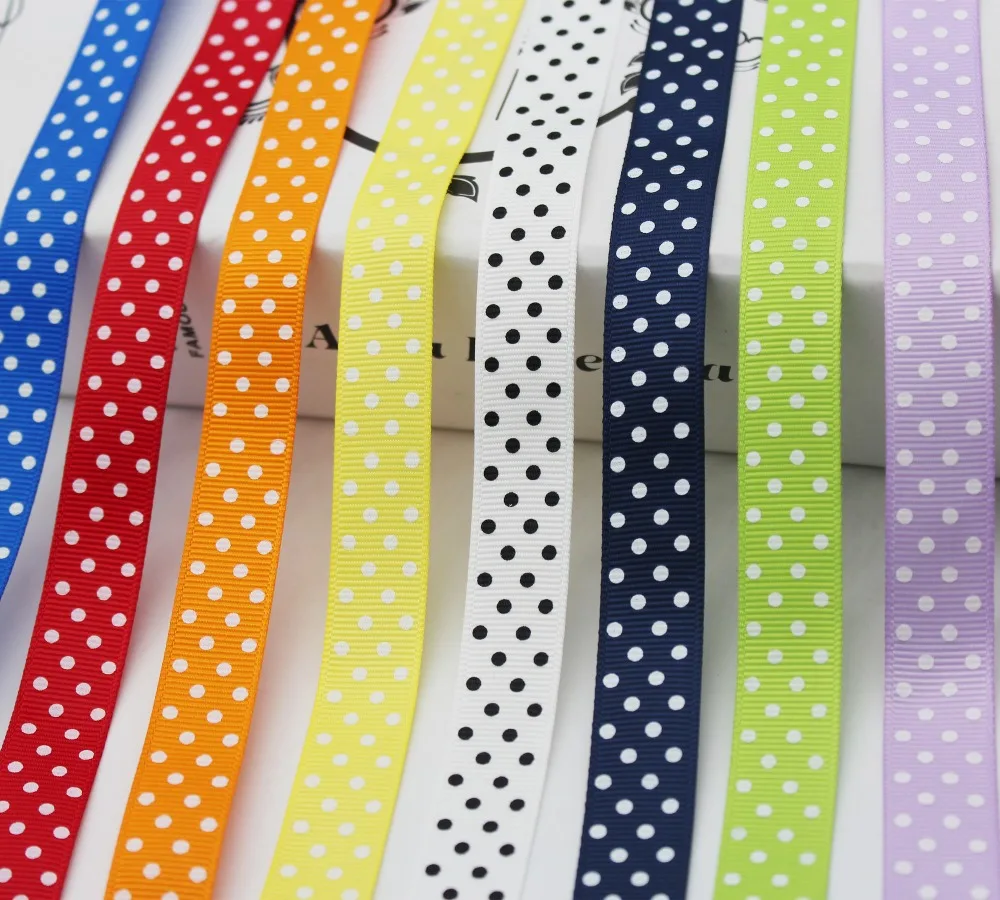 5/8 Inch 16MM 1.5 CM Polka Dot Grosgrain Ribbon Swiss Dot Print Fabric Ribbon For DIY Party Present Cake Wrap Decor Accessories