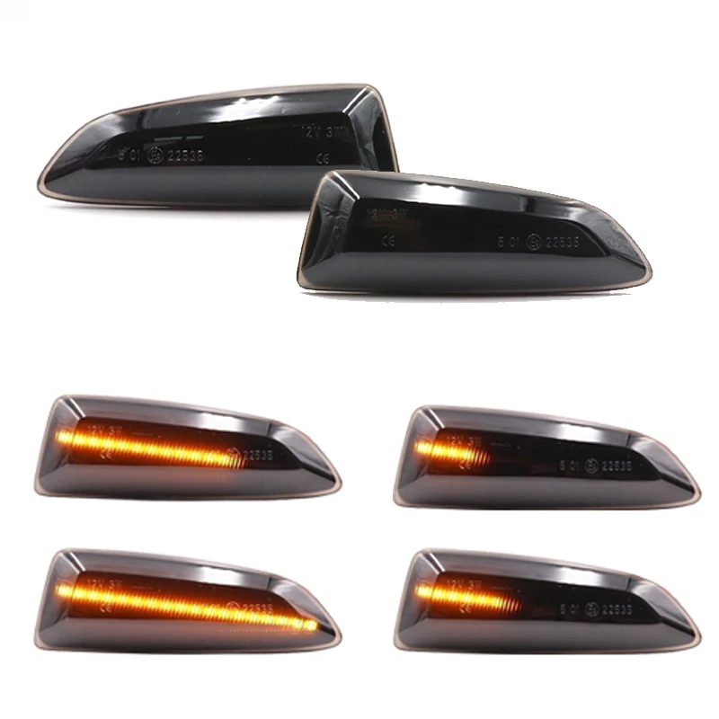 Pair Car LED Amber Dynamic Flowing Turn Signal Side Marker Light For Opel Astra Zafira C Insignia B Grandland X 2017