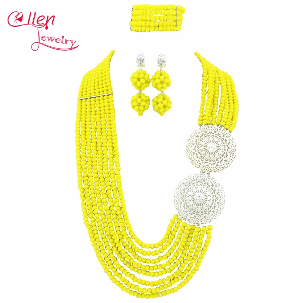 

8 Rows African Beads Jewelry Set Crystal Beads Necklace Set African Jewelry Set Crystal Jewelry Set W6711