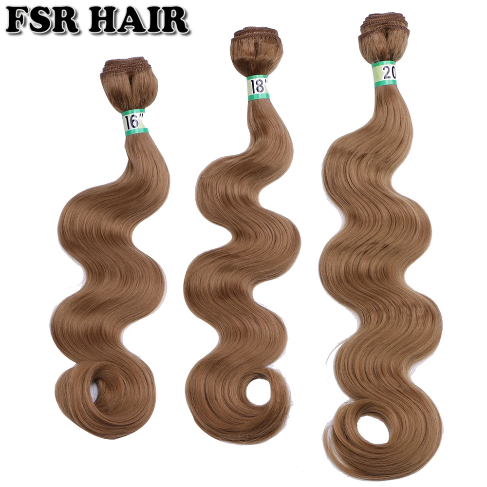 Synthetic Body Wave Hair Bundles 16 18 20 Inches 70 Gram One Piece Golden Black Brown Hair Extensions