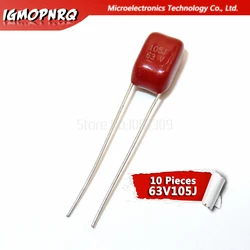 10PCS 63V105J  1UF Pitch 5MM 63V 105 1000nf igmopnrq CBB Polypropylene film capacitor new