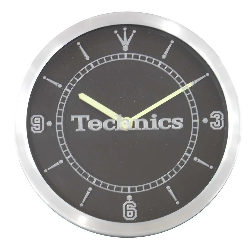 nc0434 Technics Turntables DJ Music Neon Light Signs LED Wall Clock