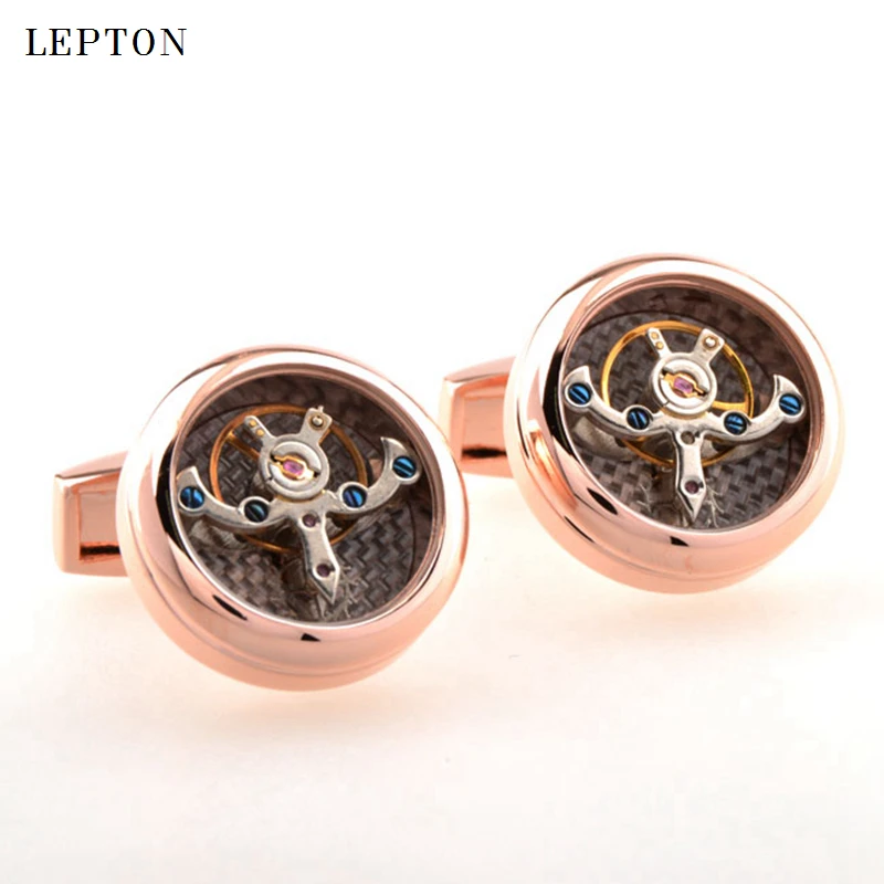 Hot Sale Movement Tourbillon Cufflinks For Mens Lepton High quality Mechanical Watch Steampunk Gear Cuff links Relojes Gemelos