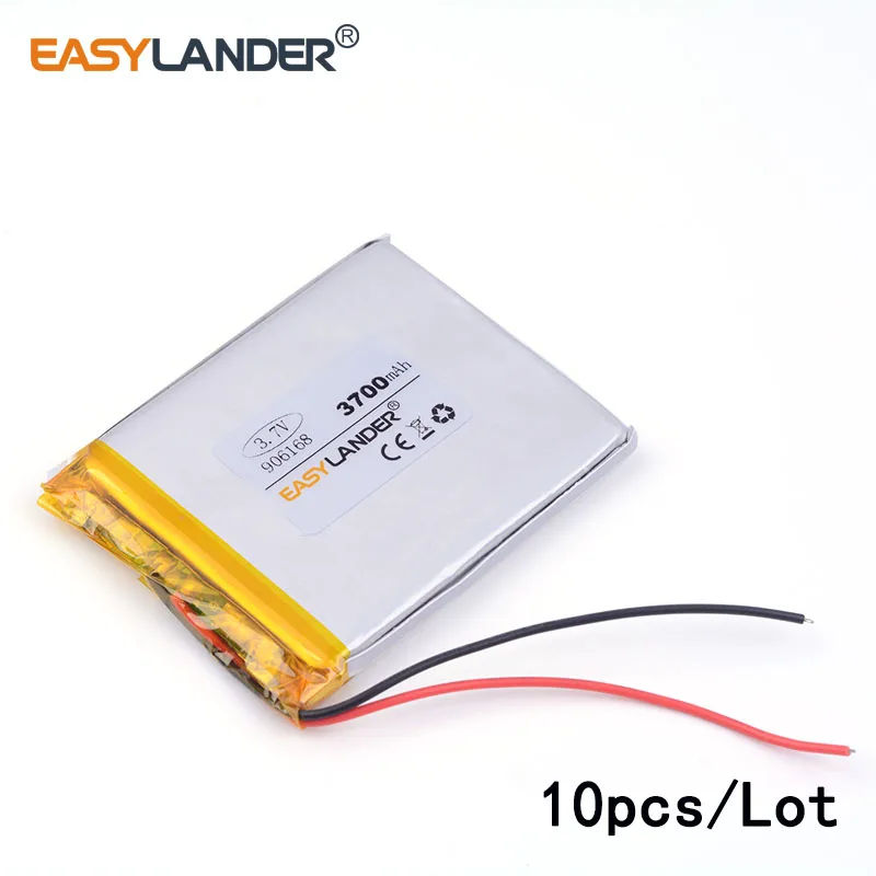 10pcs /Lot 906168 3700mah 3.7v lithium Li ion polymer rechargeable battery For PDA cell phone Tablet Pc DIY Power mobile e-book