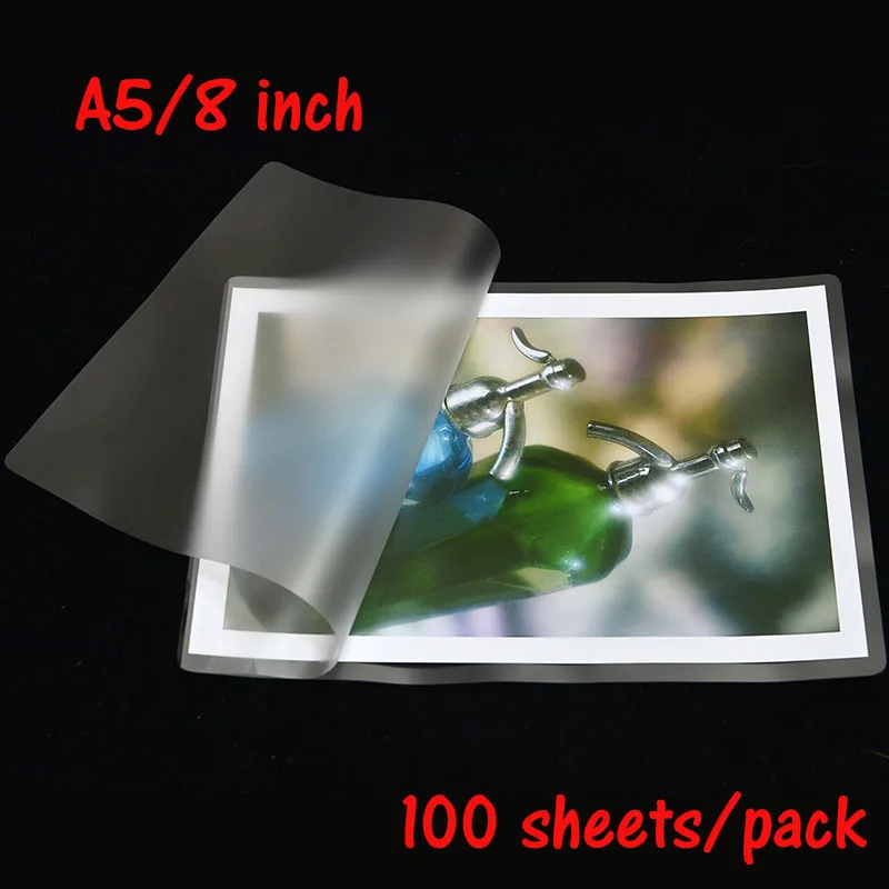 Película para máquina laminadora de laminación, 100Mic, 160mm x 220mm/A5, aplicar a papel fotográfico, 100 hojas por paquete