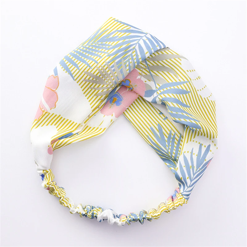 New Summer Flower Print Hairband Beach Holiday Wind Wide Side Casual Cross Hair Band For Women Hair Accessories Headband