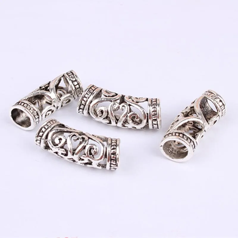5PCS African Hair Braid Copper Tube Metal Hollow Hair Ring Dread Bead Dreadlock Cuffs Jewelry Decoration Accessories Gold Silver