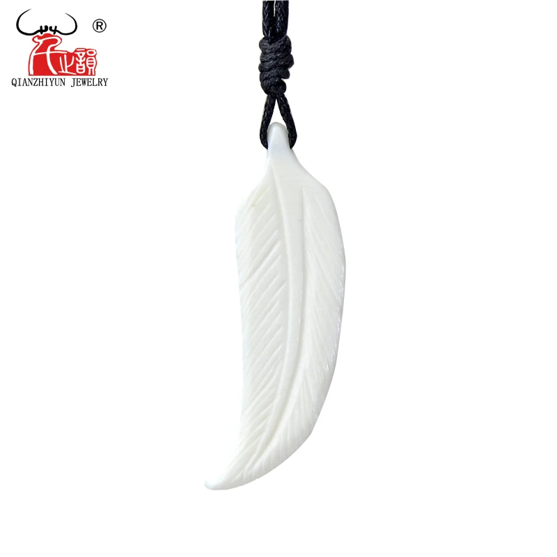 GX070 Maya pendant Primitive tribes Choker Handmade Carved Indian feather necklace man yak bone jewelry necklaces of surfing