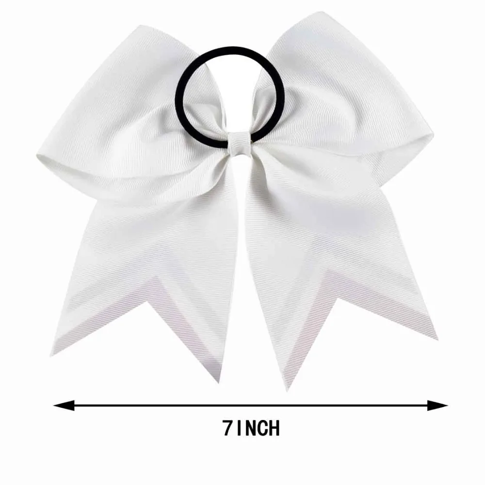 2Pcs/lot Breast Cancer Awareness Hair Bows Handmade Boutique Shabby White Colors Cheer Bows With Ropes For Girls Women