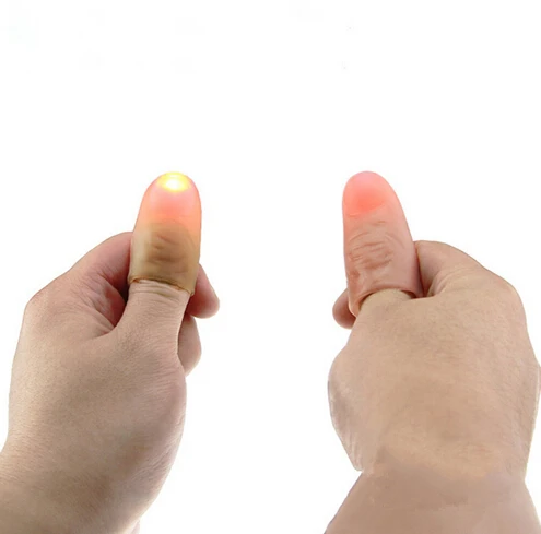 2Pcs(1 Pair)LED Light Flashing Fingers Magic Trick Props Kids Amazing Fantastic Glow Toys Children Luminous Gifts