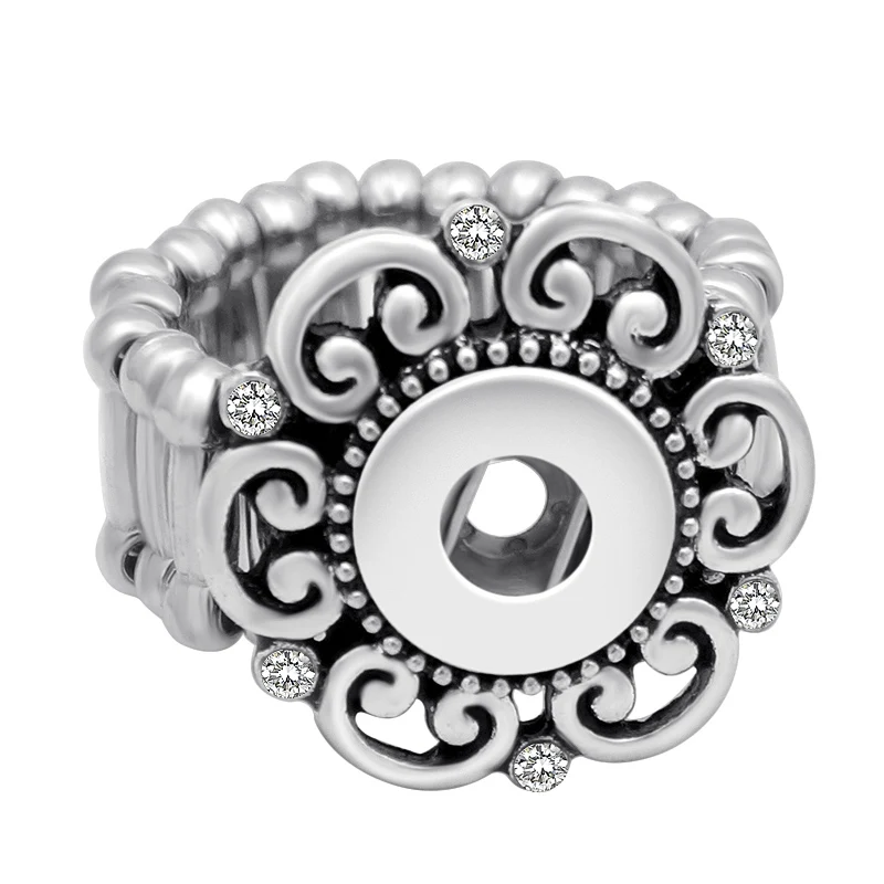 hot sale JZ0010 Elegant Round Metal snap rings trendy flexible fit 12MM&18MM snap buttons DIY fittings wholesale women